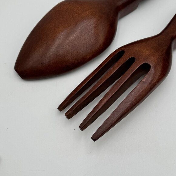 Vintage Large 20" Hand Carved Wood Fork Spoon Dining Kitchen Wall Décor large ti - Picture 6 of 10